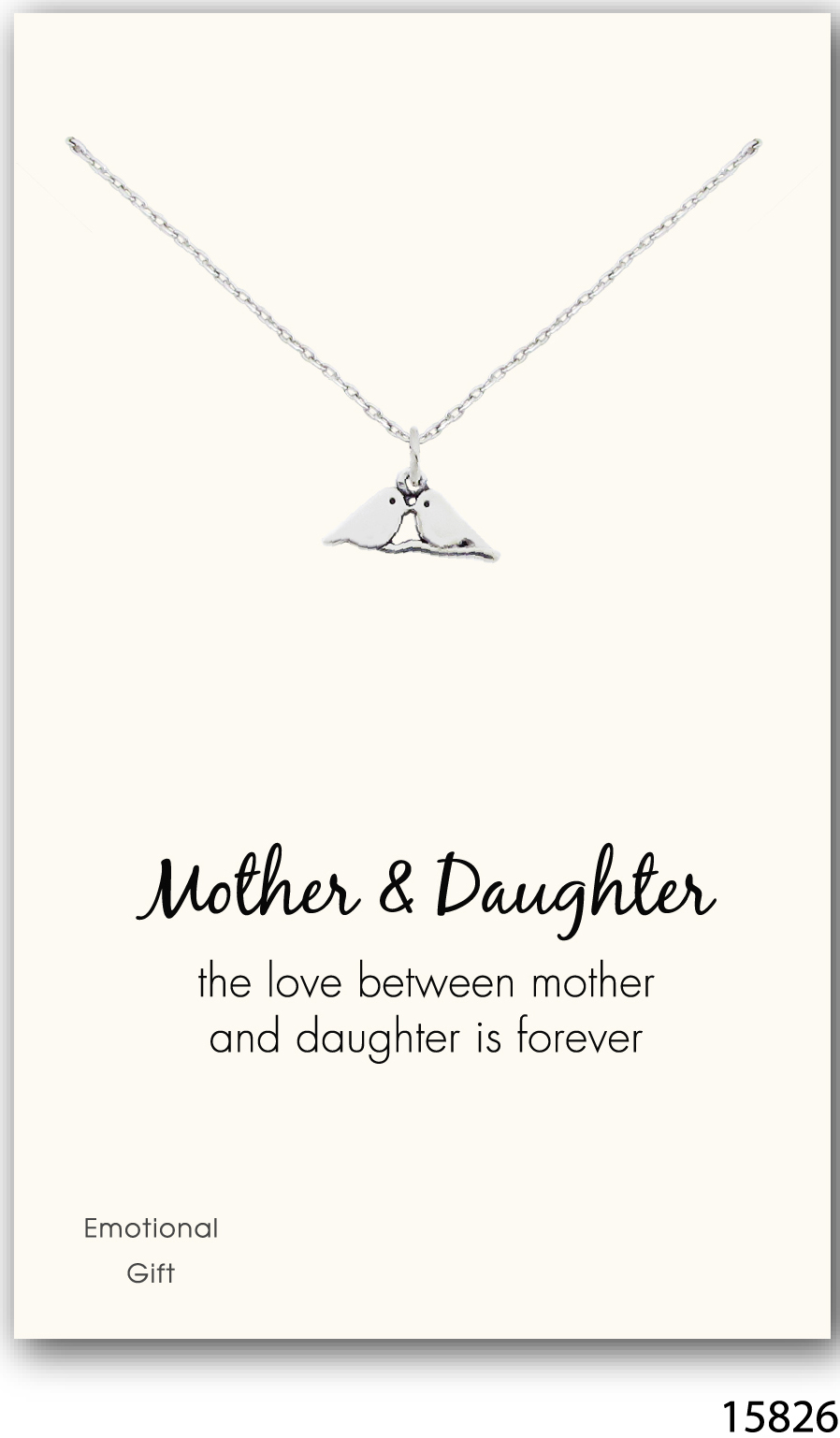 The two birds mother daughter silver pendant